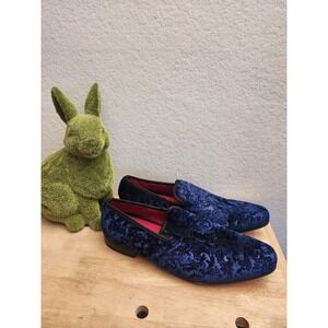La Milano Mens Broderick Velvet Slip On‎ Comfort Loafers Blue Size 12